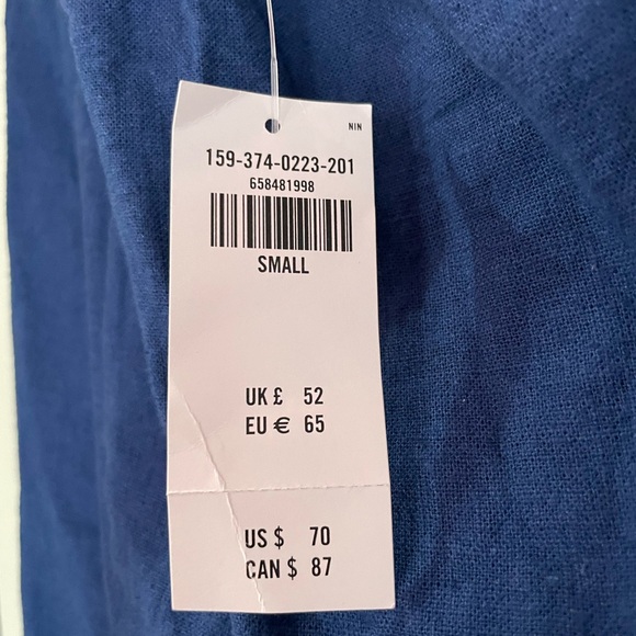 One-Shoulder Navy Blue Linen Dress - Picture 4 of 5